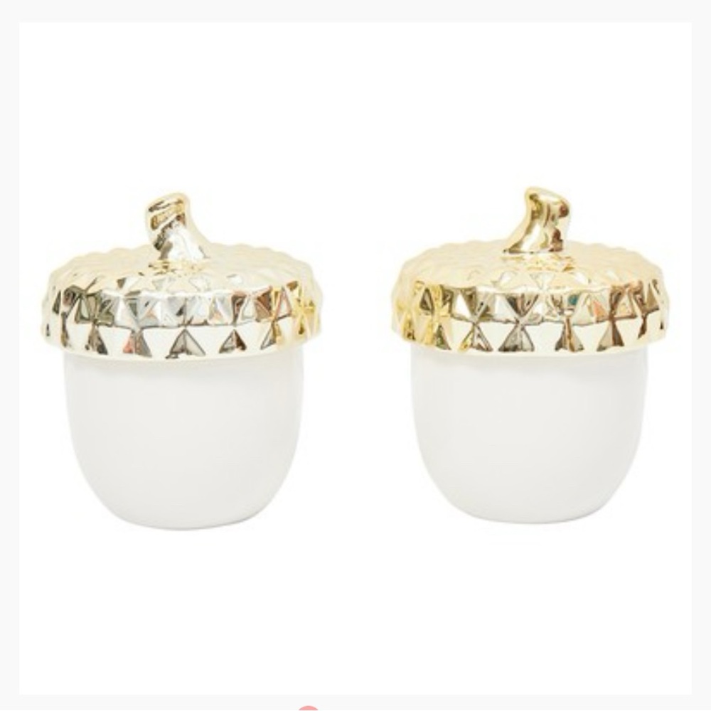 Chic & Tonic Gold and White Acorn Containers- New